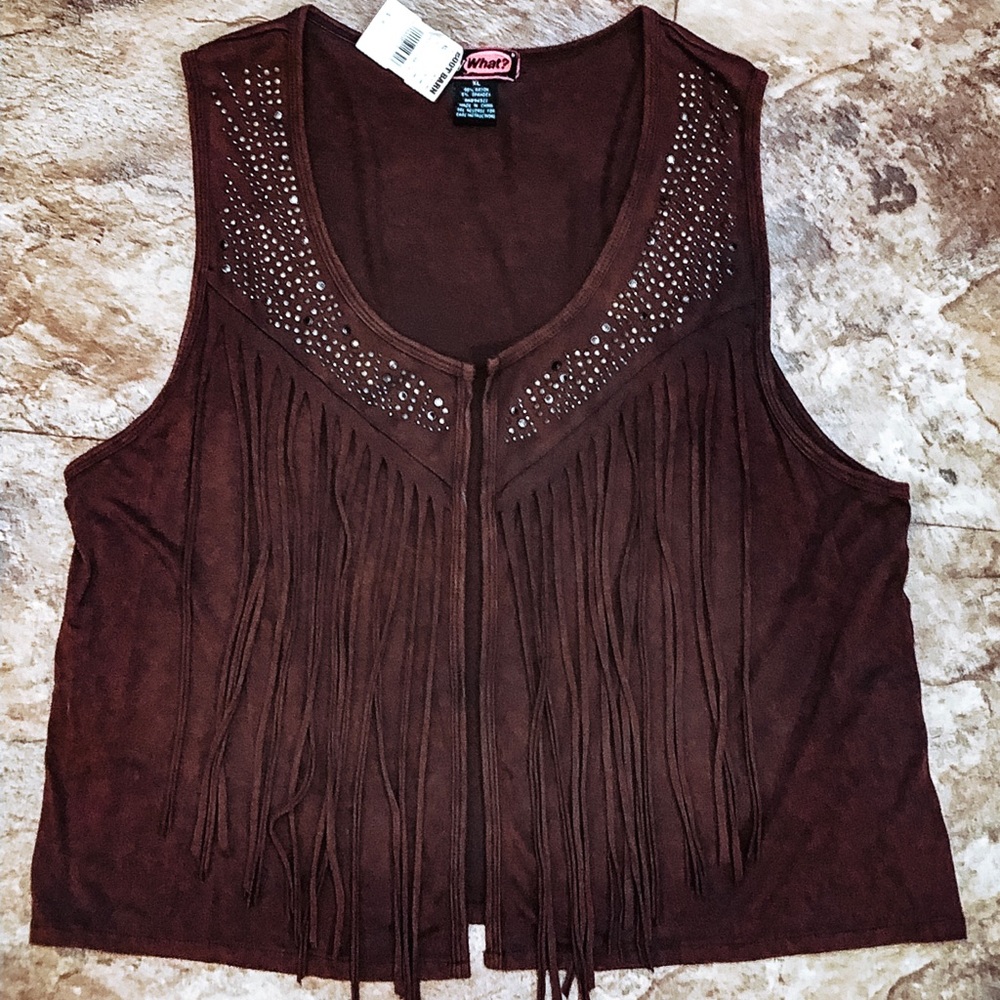 Fringe vest NWT brown studded